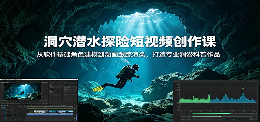 洞穴潜水探险短视频创作课:从软件基础角色建模到动画跟踪渲染,打造专业洞潜科普作品-神游资源网