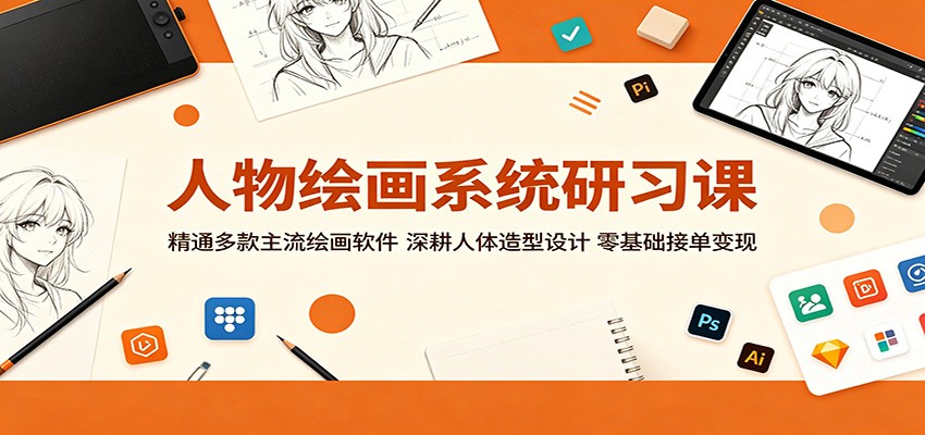 人物绘画系统研习课:精通多款主流绘画软件,深耕人体造型设计,零基础接单变现-神游资源网