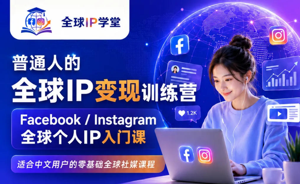 普通人的全球IP变现训练营,Facebook/Instagram全球个人IP入门课,零基础全球社媒课程-神游资源网